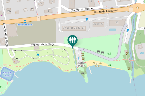 Map showing location of Chemin de la Plage Toilet