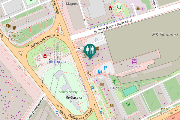 Map showing location of Velyka Vasylkivska Street 143 Toilet
