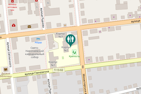 Map showing location of Монастирська вулиця Toilet