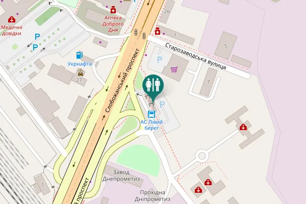 Map showing location of Старозаводська вулиця Toilet