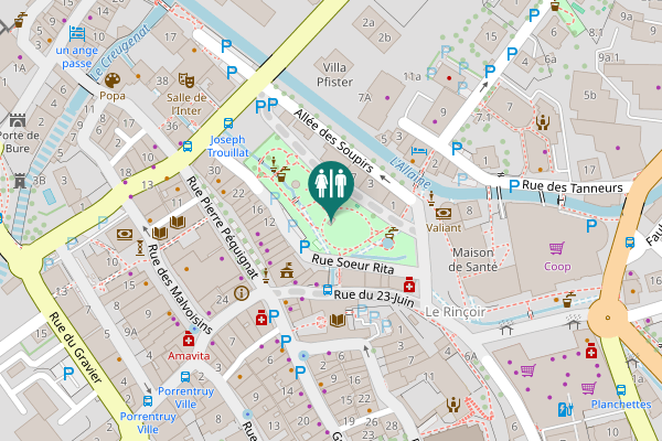 Map showing location of Rue Soeur Rita Toilet