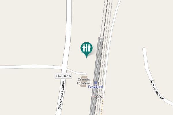 Map showing location of Vokzalna Street Toilet