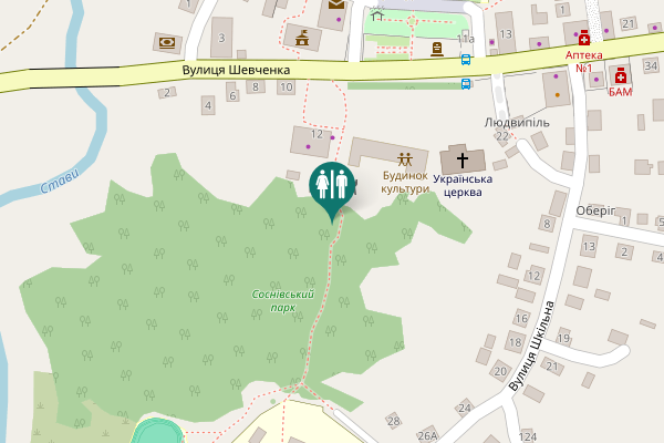 Map showing location of Вулиця Шевченка 14 Toilet