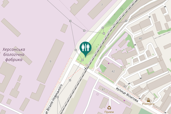 Map showing location of Vitaliia Novytskoho Street Toilet