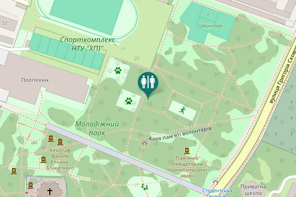 Map showing location of Alchevskykh Street 50а Toilet