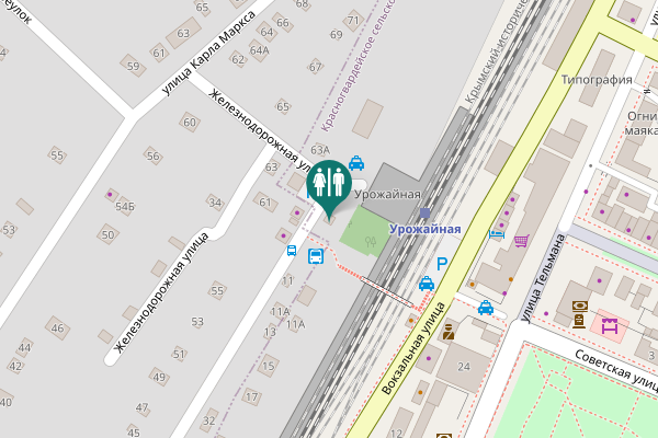 Map showing location of Zheleznodorozhnaya Street 61А Toilet