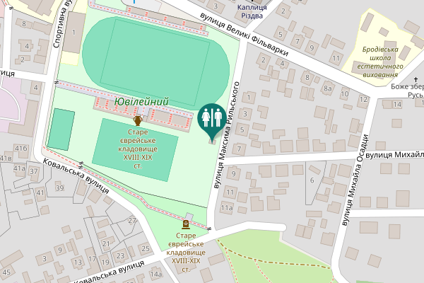 Map showing location of Sportyvna Street 1 Toilet