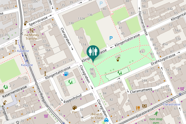 Map showing location of Claragraben 100 Toilet