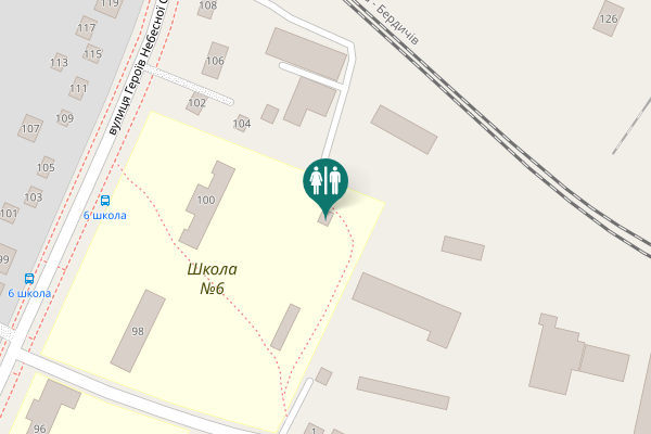 Map showing location of Heroiv Nebesnoi Sotni Street 100 Toilet
