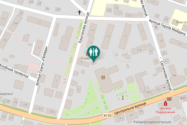 Map showing location of Kashtanova Street 10 Toilet