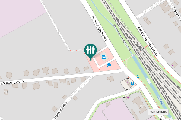 Map showing location of Kondratskoho Street Toilet