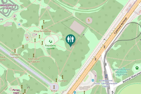 Map showing location of Sumska Street Toilet