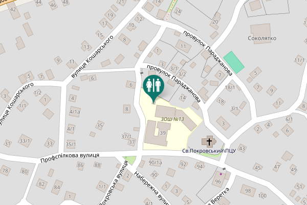 Map showing location of провулок Параджанова 12 Toilet
