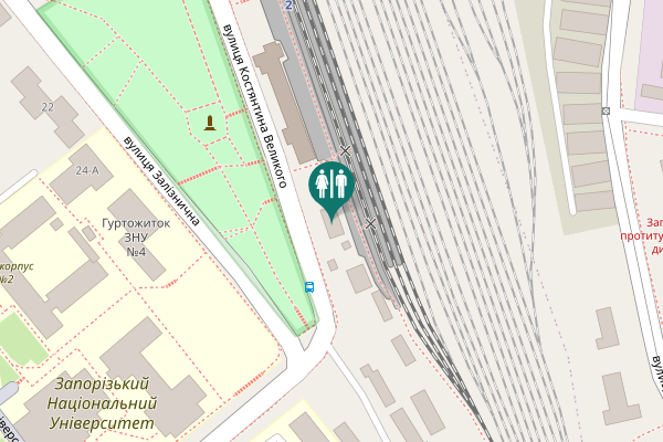 Map showing location of Kostiantyna Velykoho Street Toilet