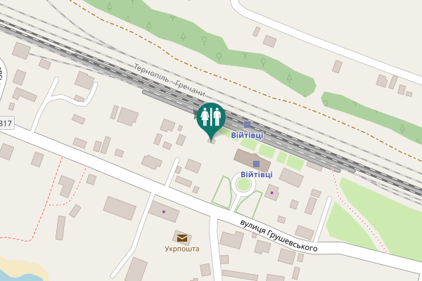 Map showing location of вулиця Грушевського Toilet