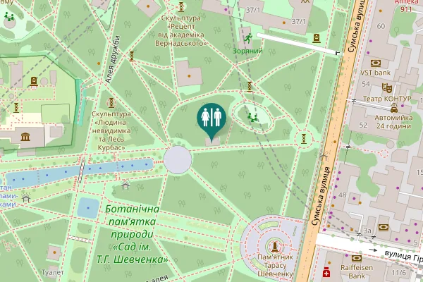 Map showing location of Dubova Alley Toilet