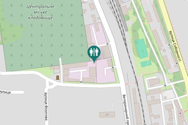 Map showing location of Lisova Street 2А Toilet