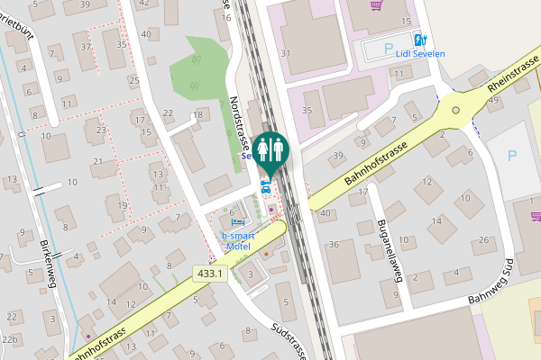 Map showing location of Nordstrasse Toilet