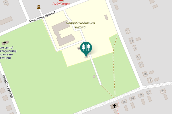Map showing location of Novi Obykhody Toilet