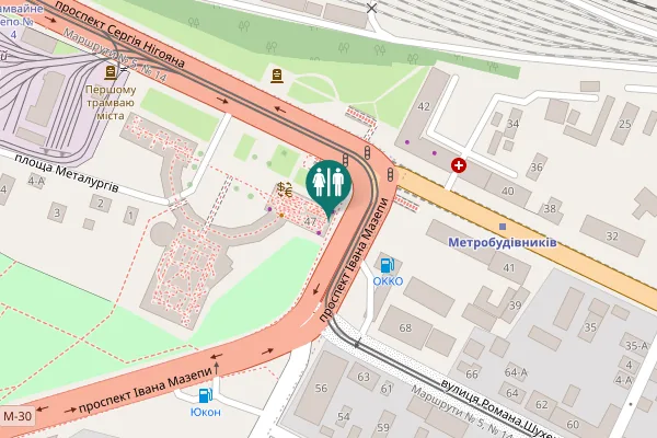 Map showing location of Serhiia Nihoiana Avenue 47 Toilet