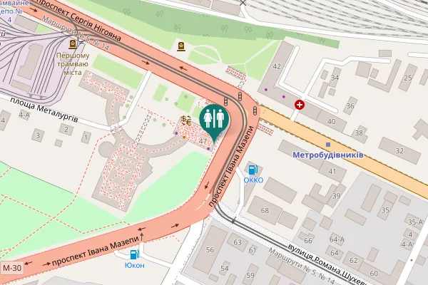 Map showing location of Serhiia Nihoiana Avenue 47 Toilet