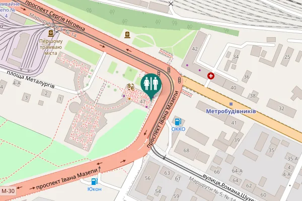 Map showing location of Serhiia Nihoiana Avenue 47 Toilet