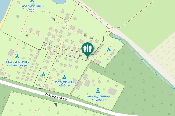 Map showing location of Dniprovska Street 2-В Toilet