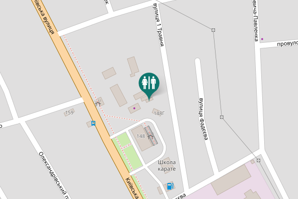 Map showing location of Київська вулиця 148Б Toilet