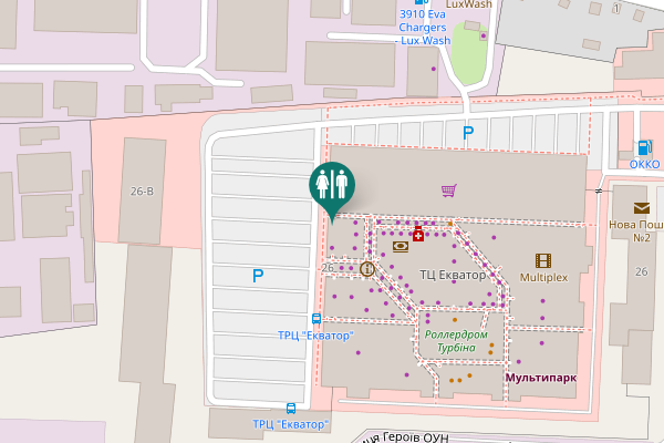 Map showing location of Heroiv OUN Street 26 Toilet