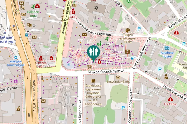 Map showing location of Hryhoriia Skovorody Street 2а Toilet