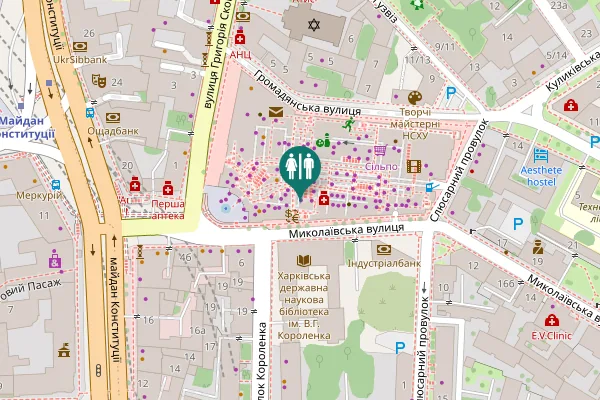 Map showing location of Hryhoriia Skovorody Street 2а Toilet