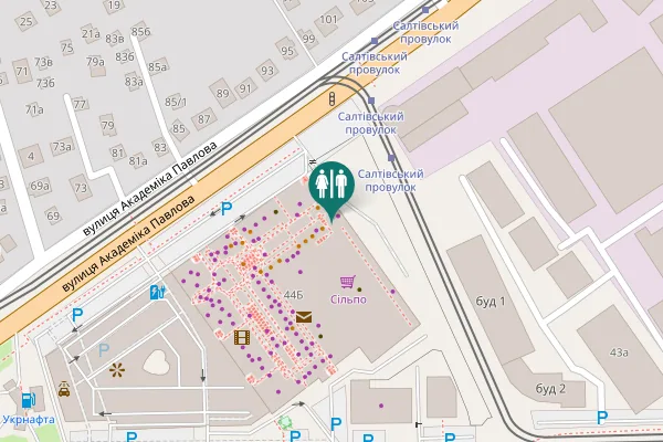 Map showing location of Akademika Pavlova Street 44Б Toilet