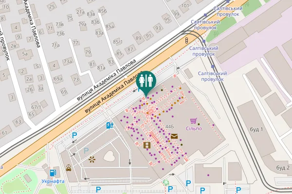 Map showing location of Akademika Pavlova Street 44Б Toilet
