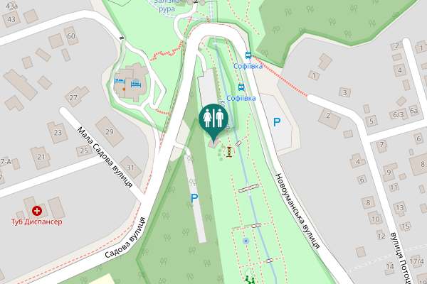 Map showing location of Sadova vulytsja 53 Toilet
