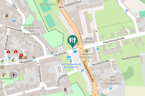 Map showing location of Hauptplatz Toilet
