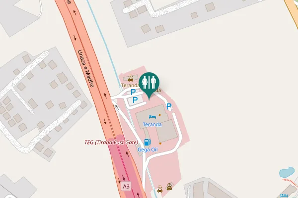 Map showing location of Unaza e Madhe Toilet