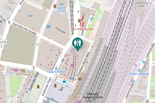 Map showing location of Passage Toilet