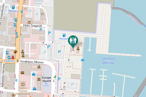 Map showing location of Athinon Avenue Toilet