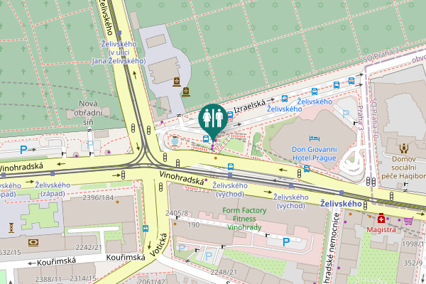 Map showing location of Vinohradská Toilet