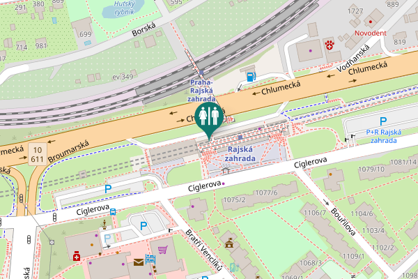 Map showing location of Veřejné WC