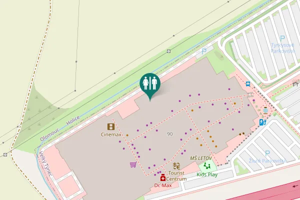Map showing location of Olomoucká 90 Toilet