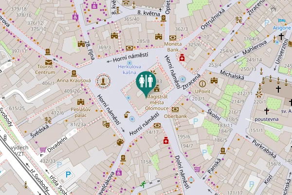 Map showing location of Olomouc Toilet