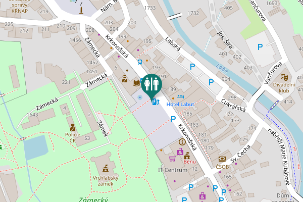 Map showing location of náměstí T. G. Masaryka Toilet