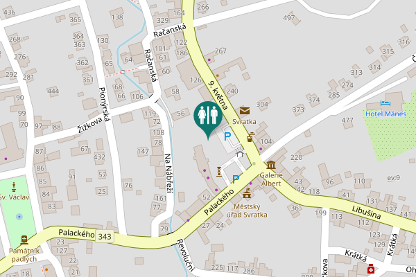 Map showing location of nám. 9. května 51 Toilet