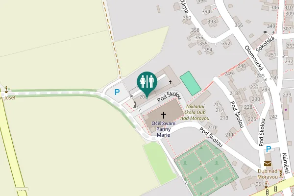 Map showing location of Pod Školou 208 Toilet