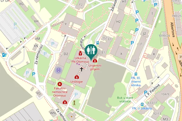 Map showing location of Zdravotníků Toilet