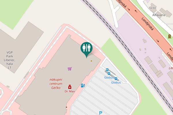 Map showing location of Sousedská 600 Toilet