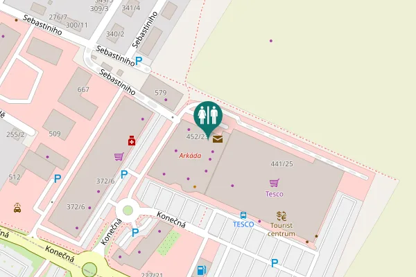 Map showing location of Konečná 452/23 Toilet