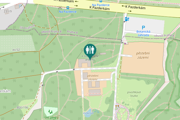 Map showing location of K Pazderkám Toilet