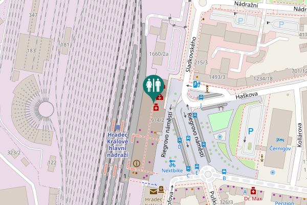 Map showing location of Riegrovo náměstí 914/2 Toilet